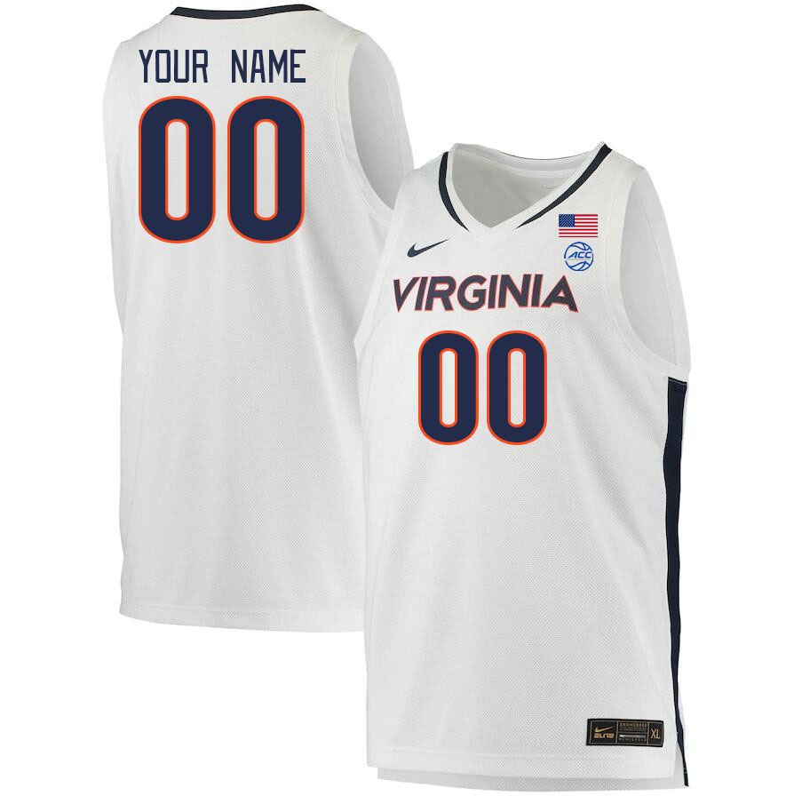Custom Virginia Cavaliers Name And Number College Basketball Jerseys Stitched-White